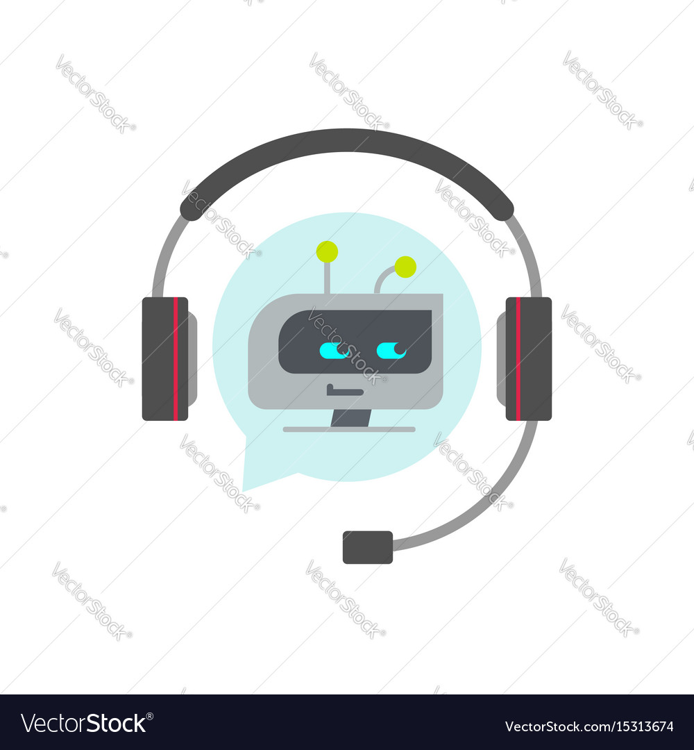 Chatbot Support Assistant Icon Flat Royalty Free Vector