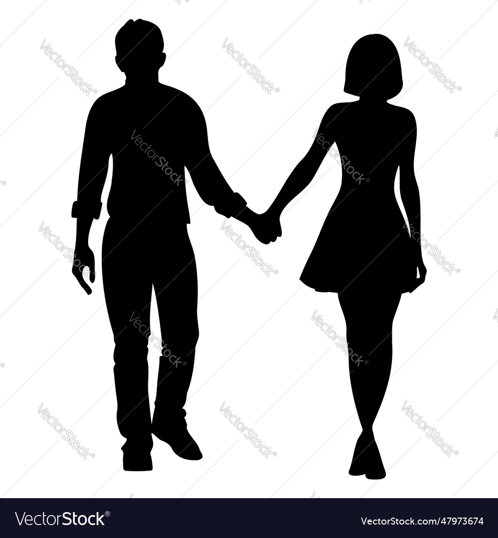 Couple holding hands silhouette man and woman Vector Image