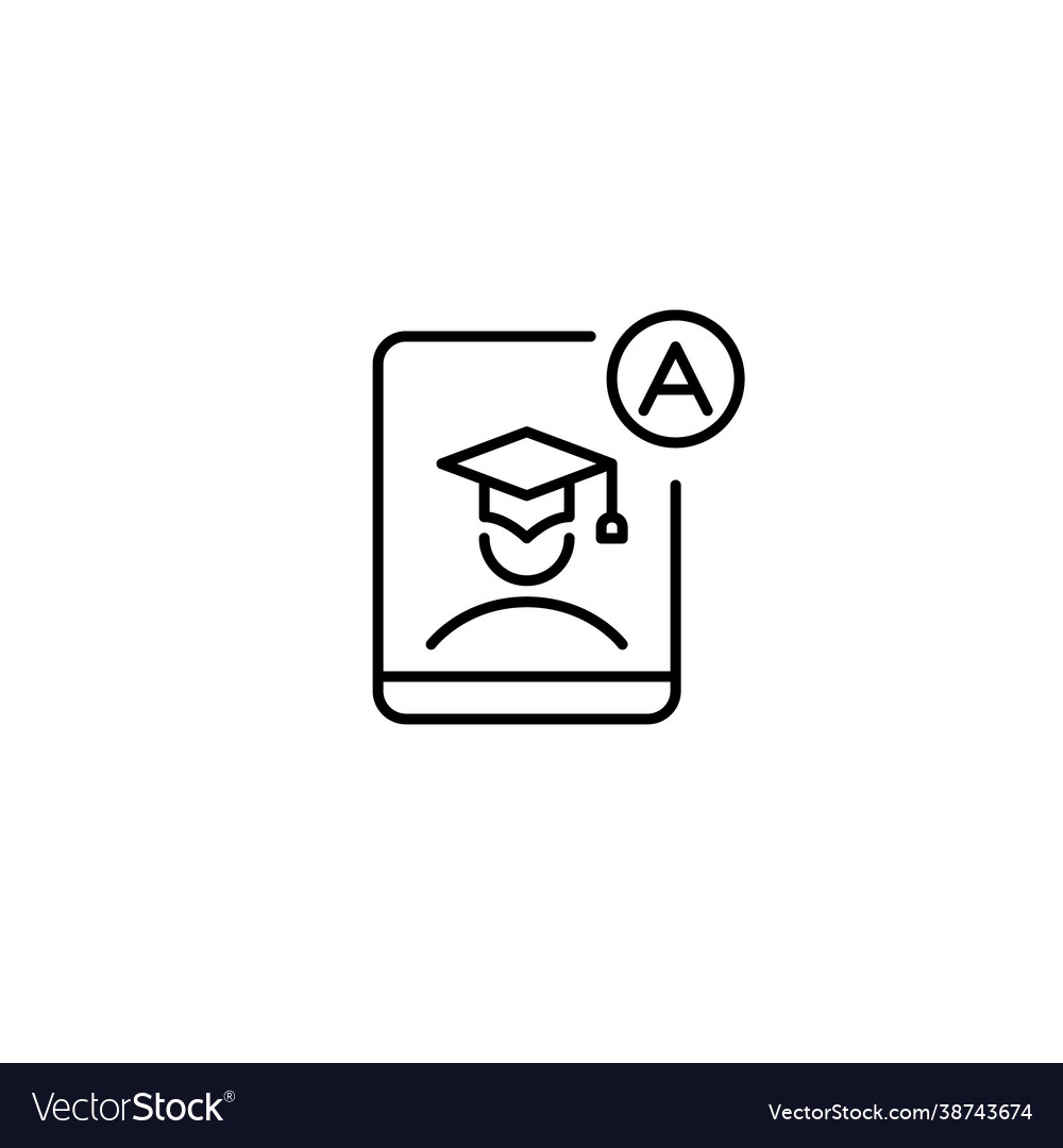 E-learning student in graduation cap with a grade