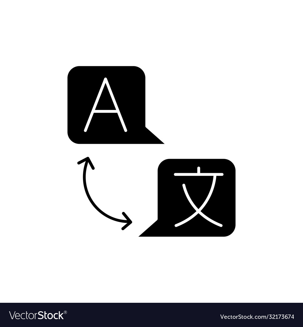 Language translation black glyph icon