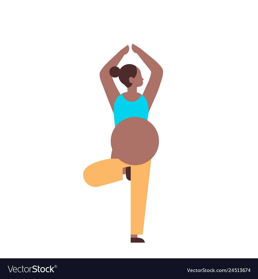 Pregnant woman doing yoga exercises african