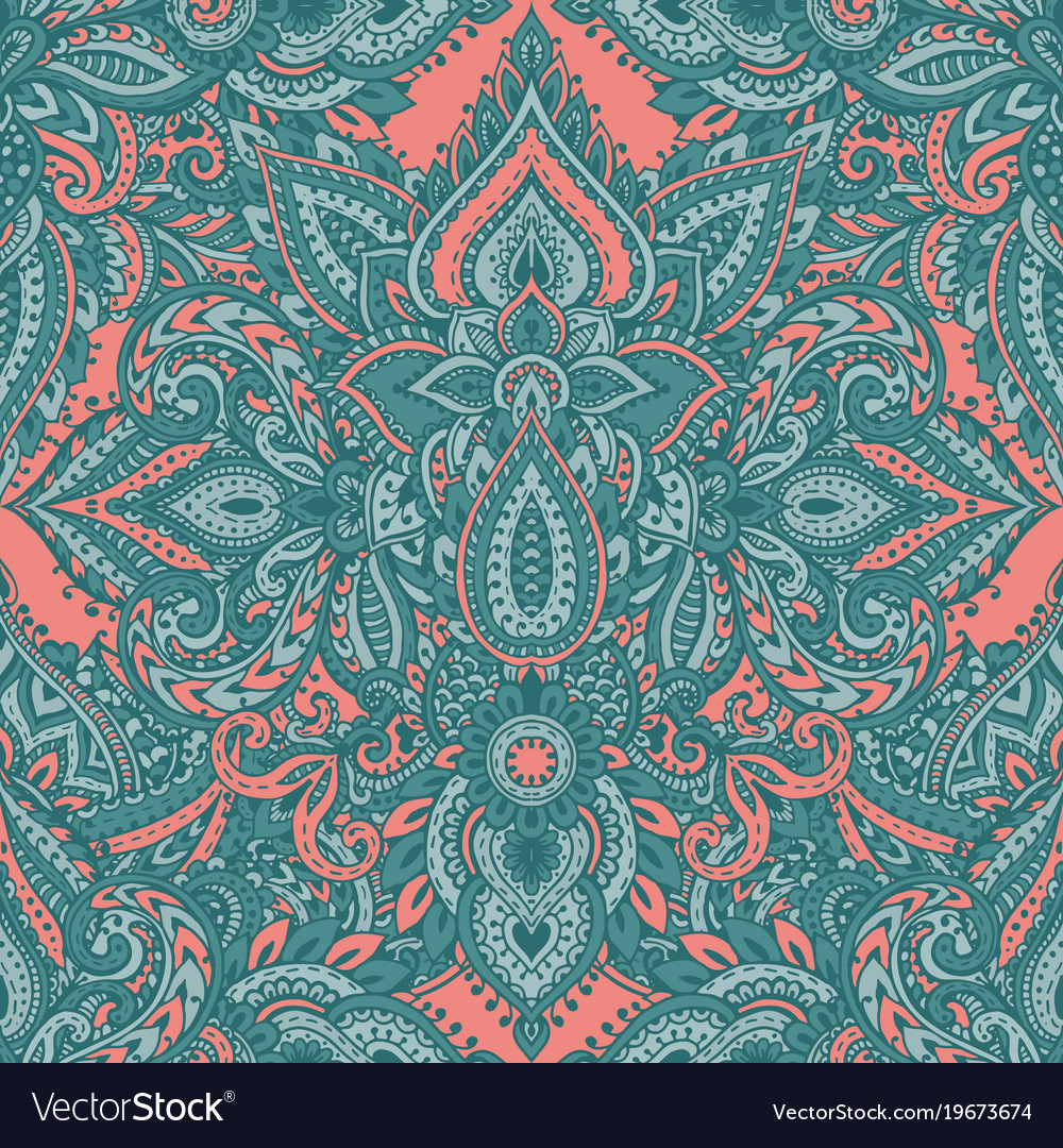 Seamless pattern with henna mehndi floral Vector Image