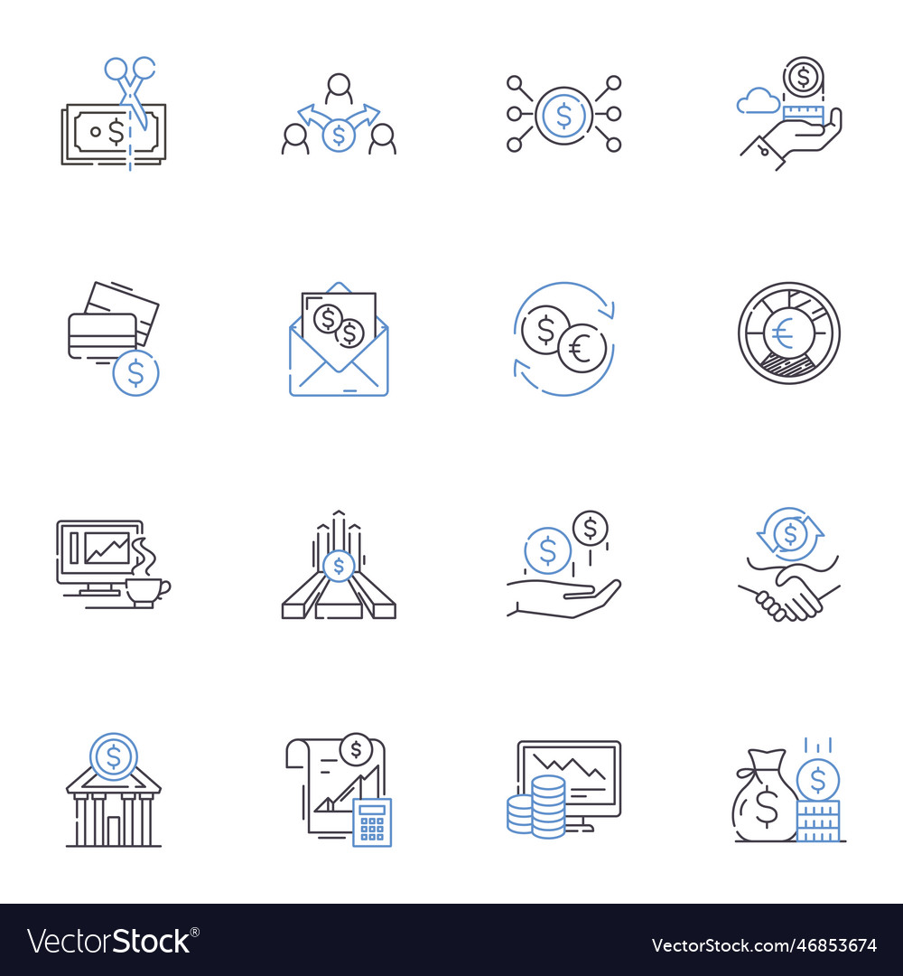 Stock market line icons collection securities