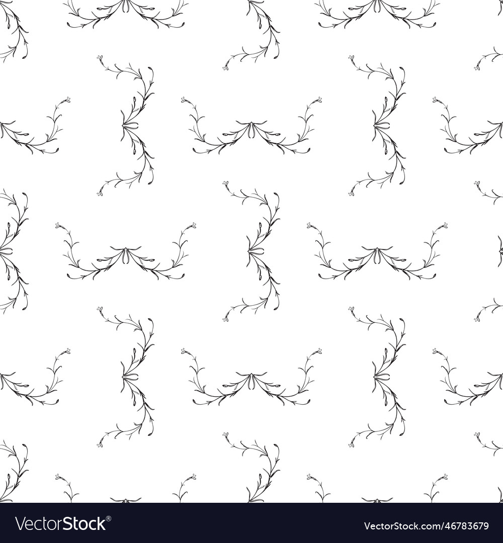 Botanical Hand Drawn Floral Plant Seamless Vector Image