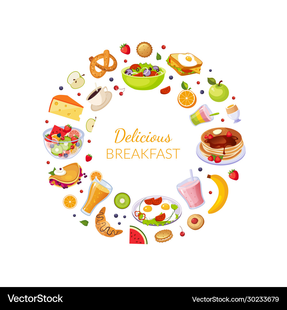 Delicious breakfast banner template with fresh Vector Image