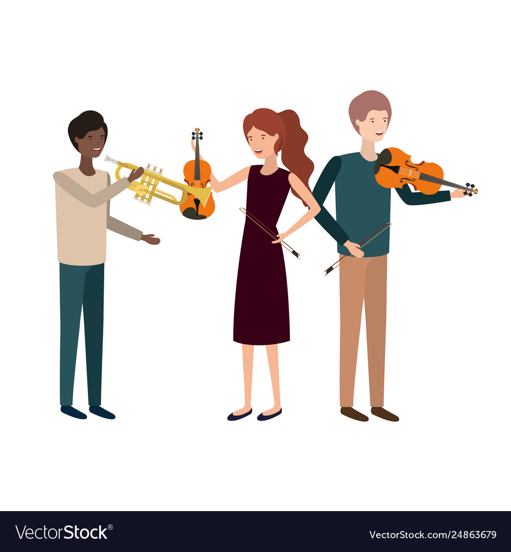 Group people with musical instruments Royalty Free Vector