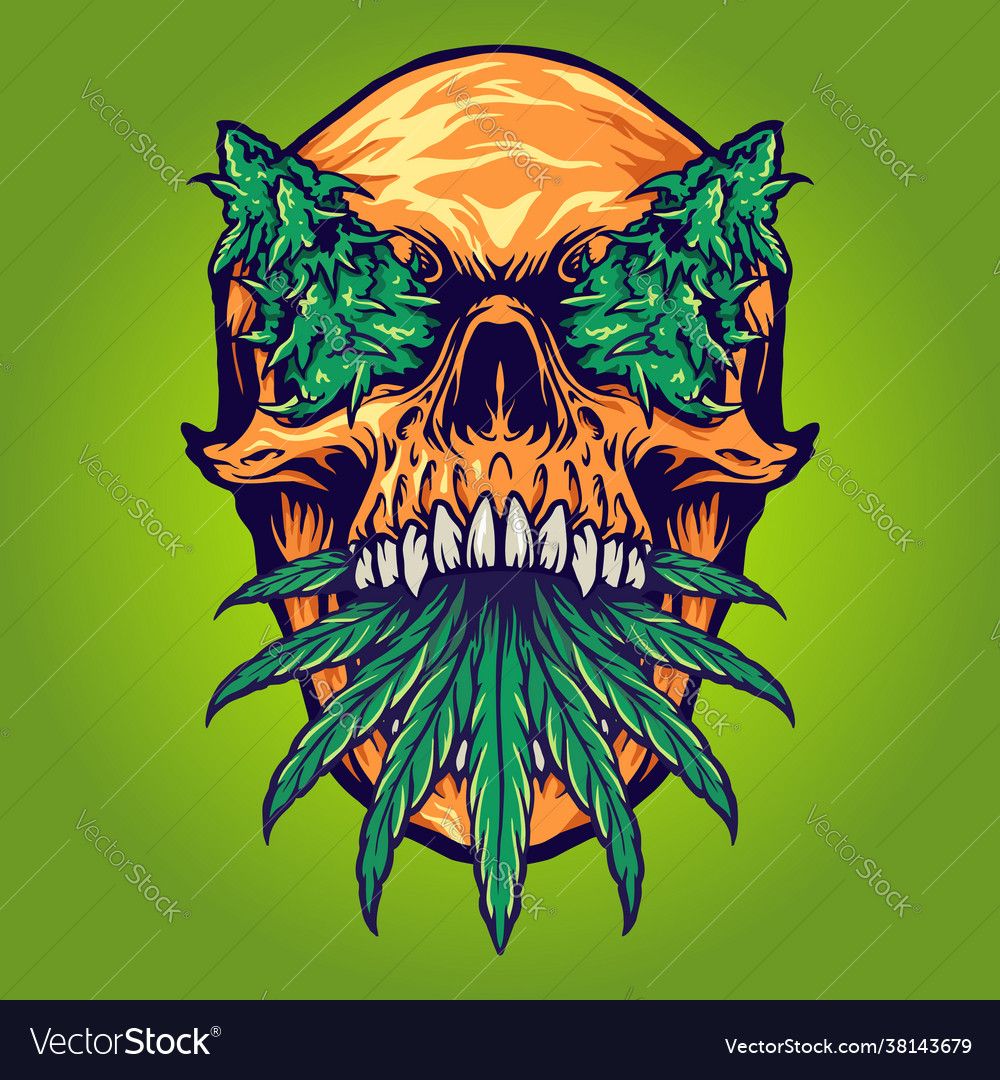 Head skull weed kush Royalty Free Vector Image