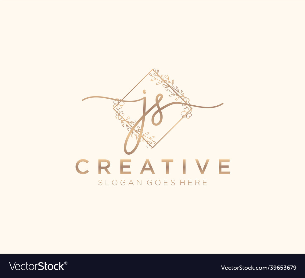 Initial js feminine logo beauty monogram Vector Image