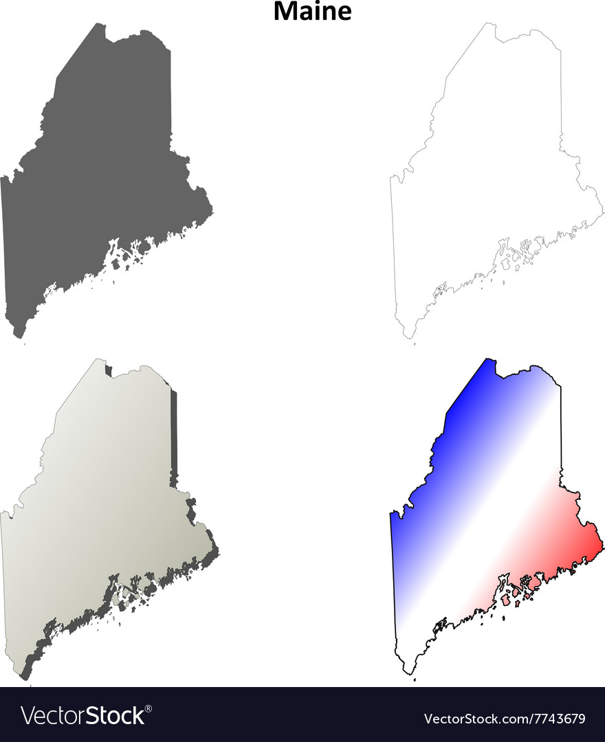 Maine outline map set