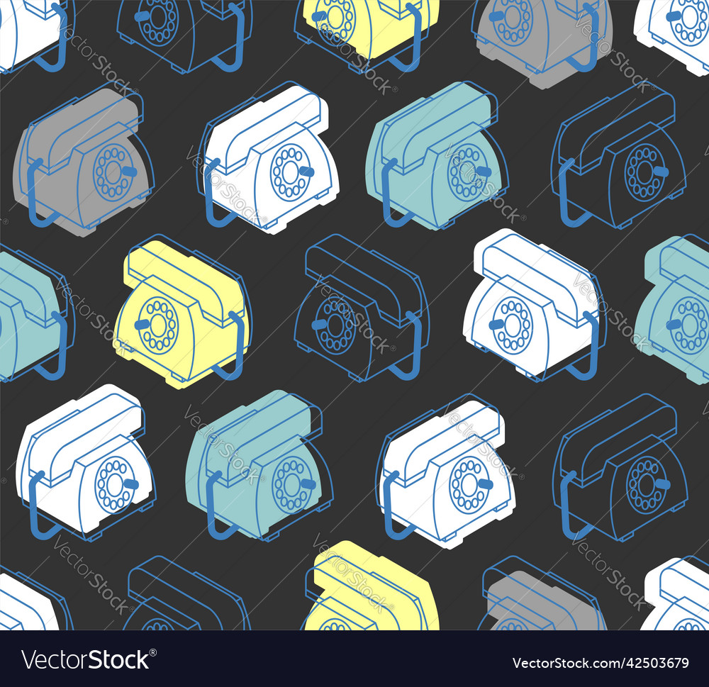 Retro telephone pattern seamless phone Royalty Free Vector