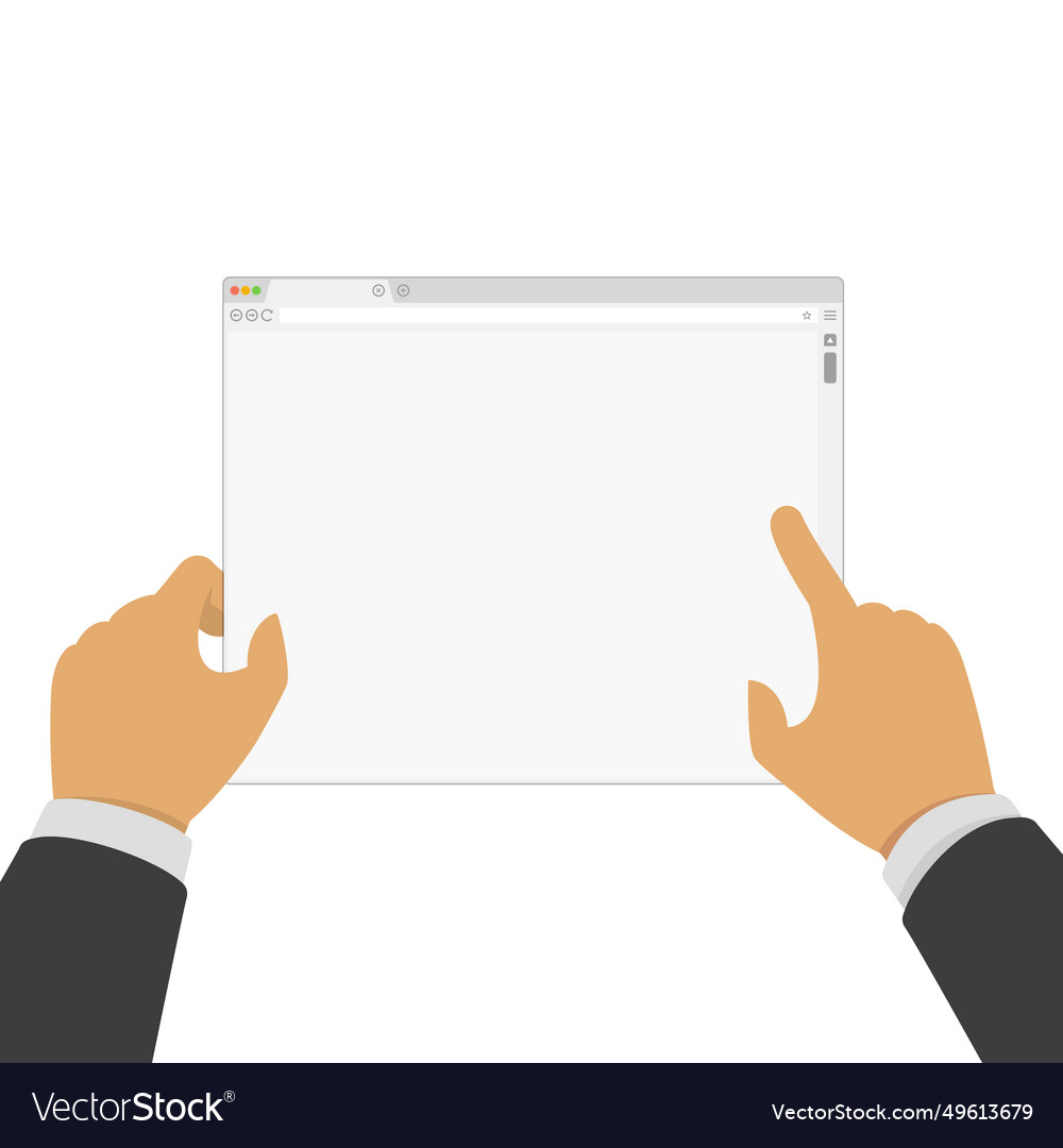 Simple web browser window in businessman hands