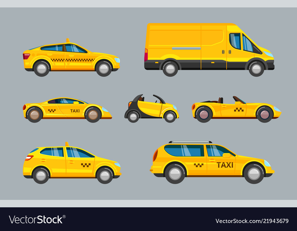 Taxi Cars Collection Service Yellow Cab Royalty Free Vector