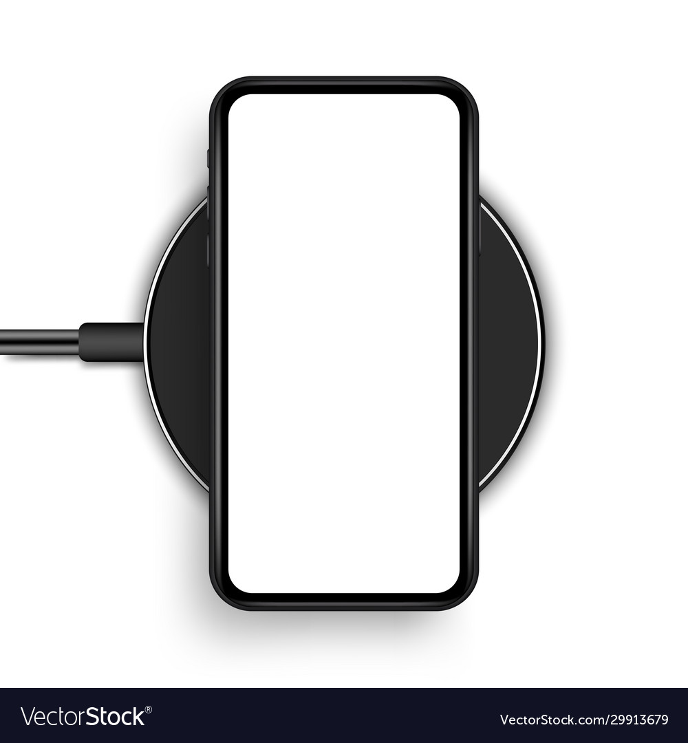 Wireless charger with smartphone isolated Vector Image