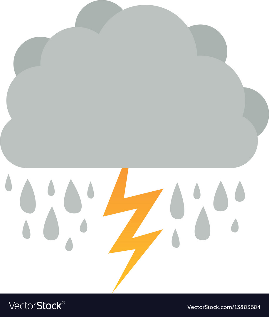 Cumulus cloud with rain and thunder Royalty Free Vector