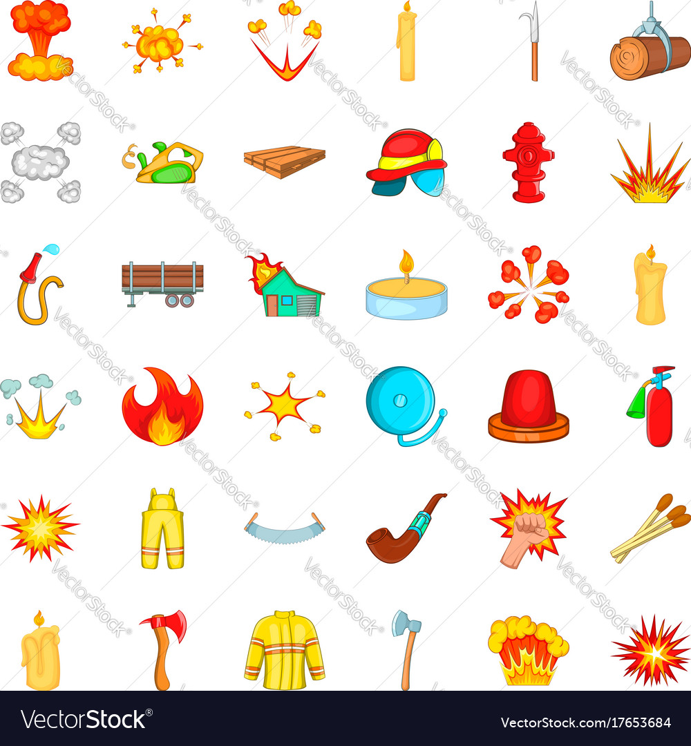 Extinguisher icons set cartoon style Royalty Free Vector