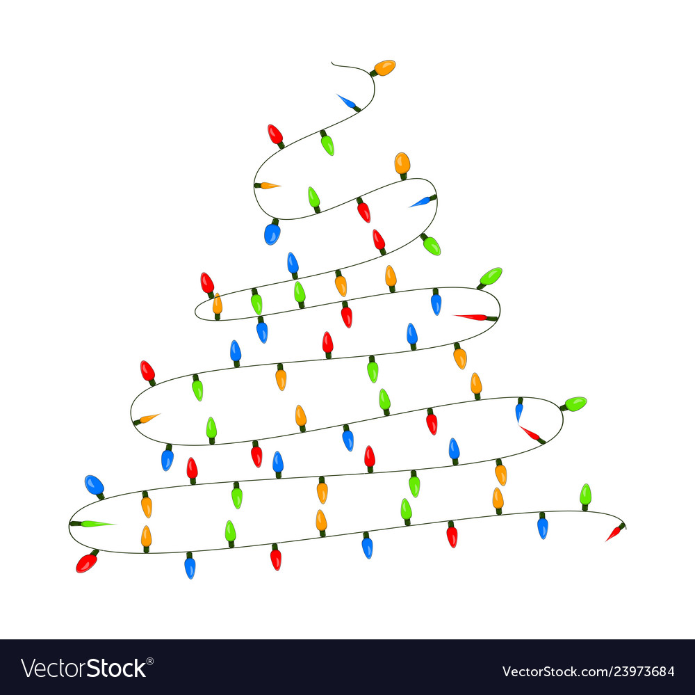 Light bulb garland tree christmas design isolated