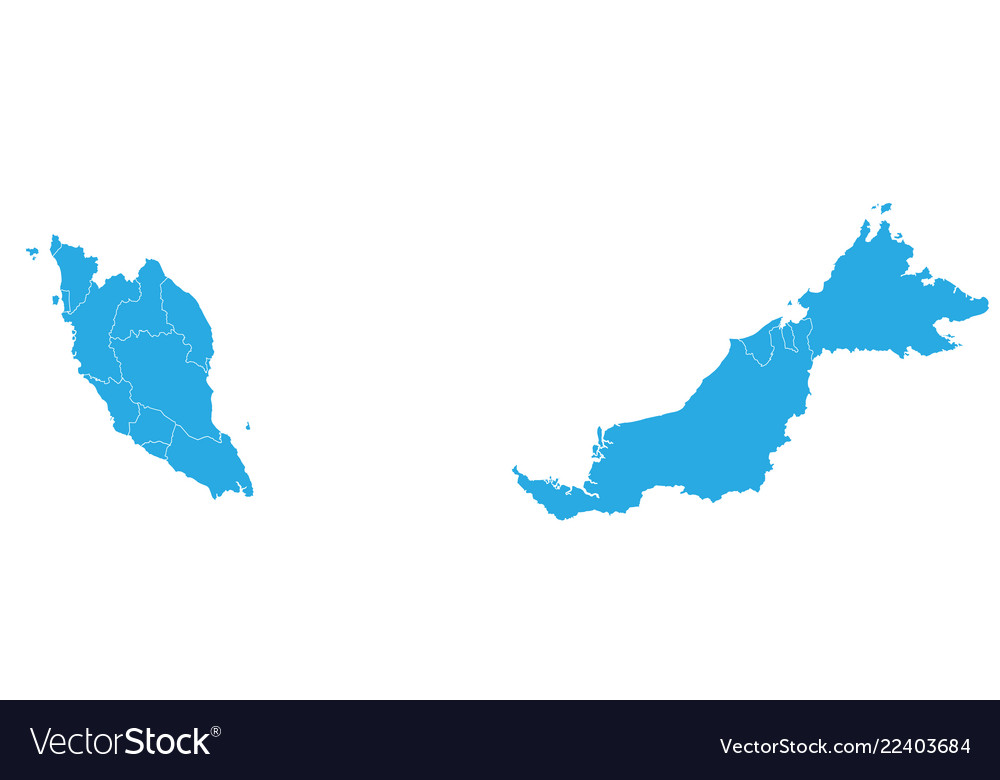 Map of malaysia high detailed - malaysia Vector Image