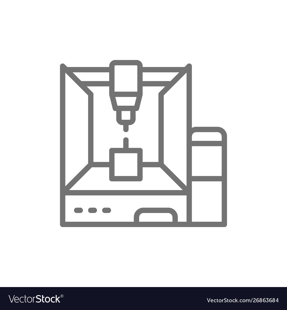 Professional 3d printer 3 dimensional model line Vector Image