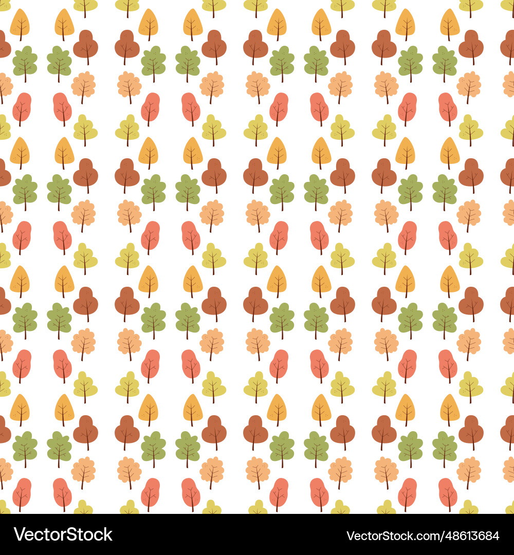 Seamless pattern with autumn trees color flat Vector Image