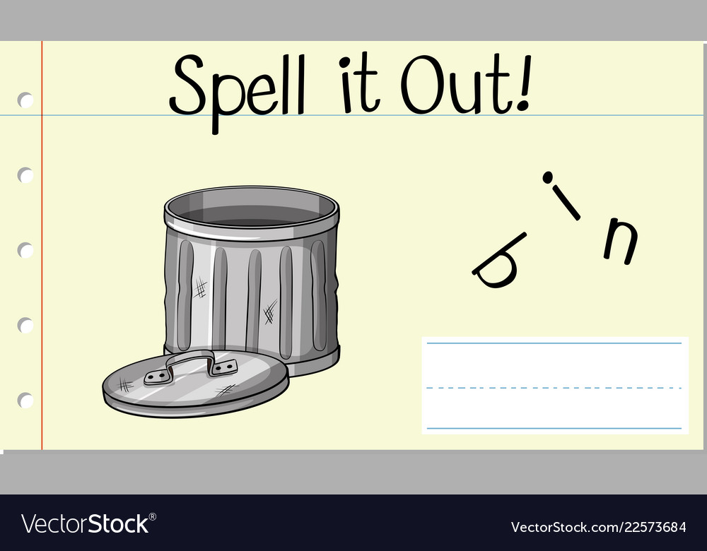 Spell english word bin Royalty Free Vector Image