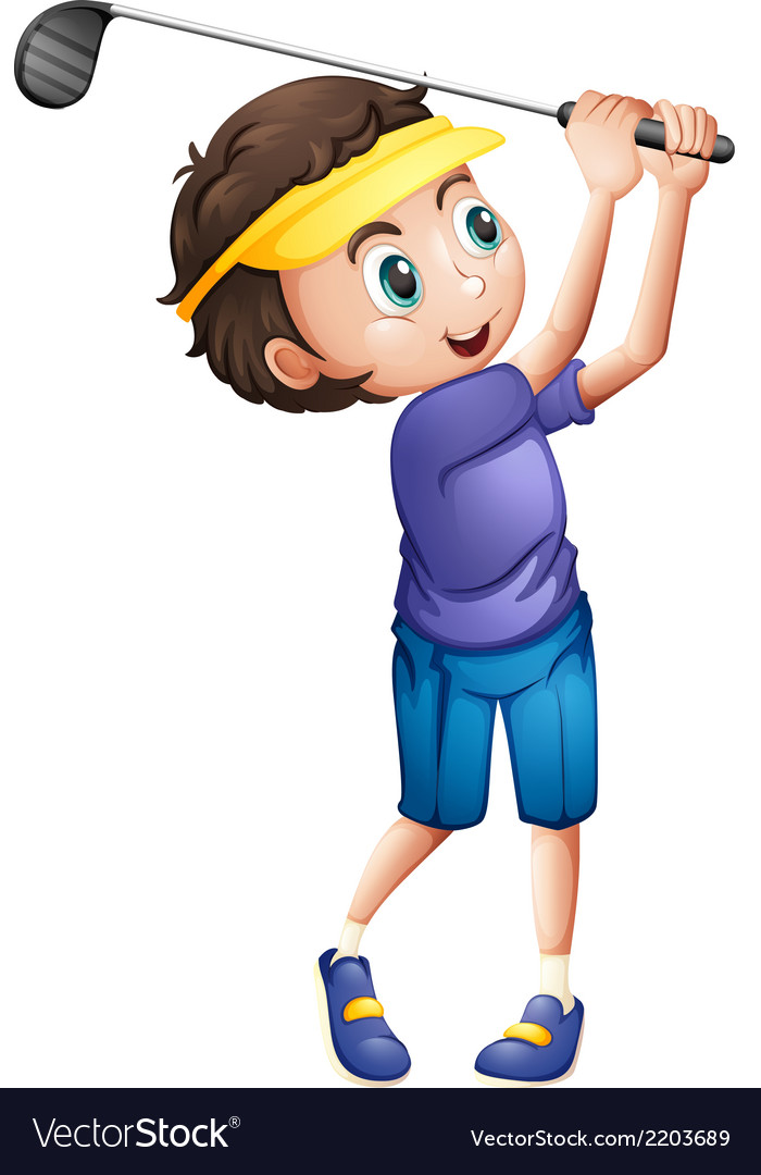 A young boy golfing Royalty Free Vector Image - VectorStock