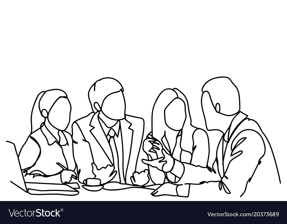 Business people team sit at desk together Vector Image