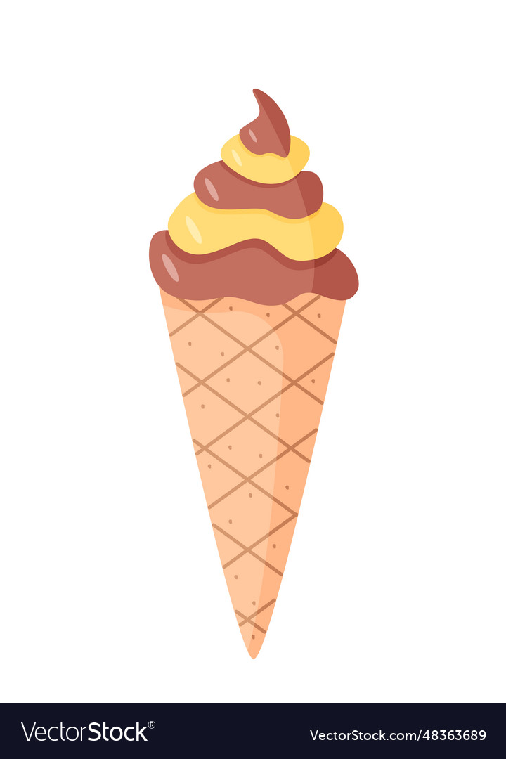 Cartoon ice cream in waffle cups cone of a summer Vector Image