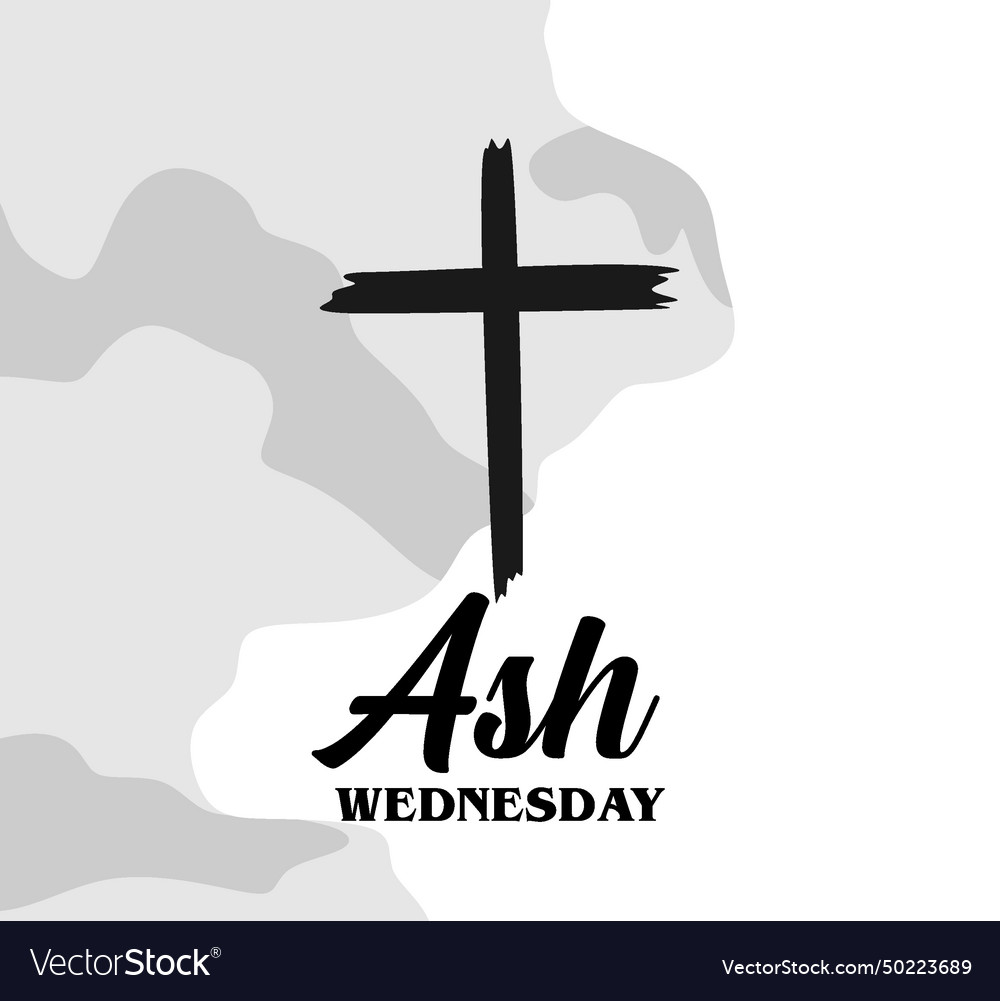 Celebrate ash wednesday with cross Royalty Free Vector Image