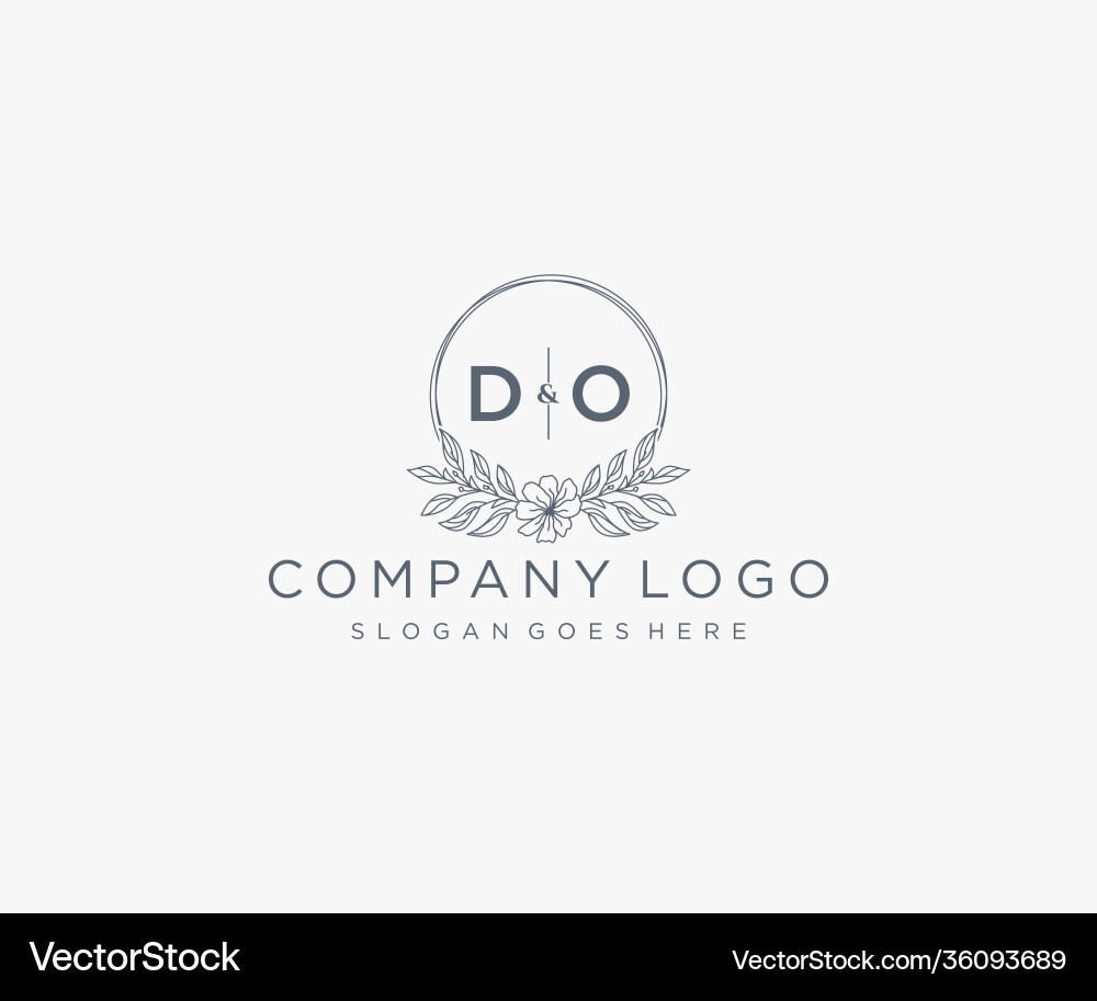 Initial do letters floral frames unique Royalty Free Vector