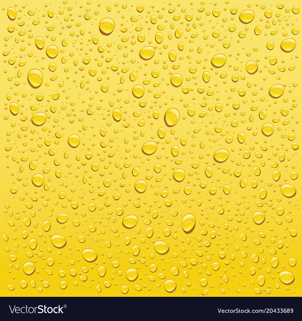 Many water drops on yellow background Royalty Free Vector