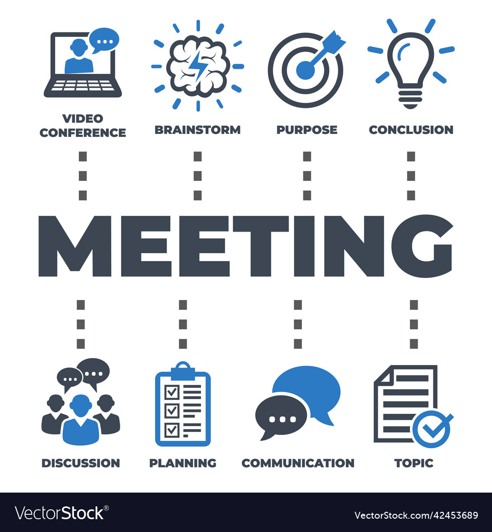 Meeting concept with icons and signs Royalty Free Vector