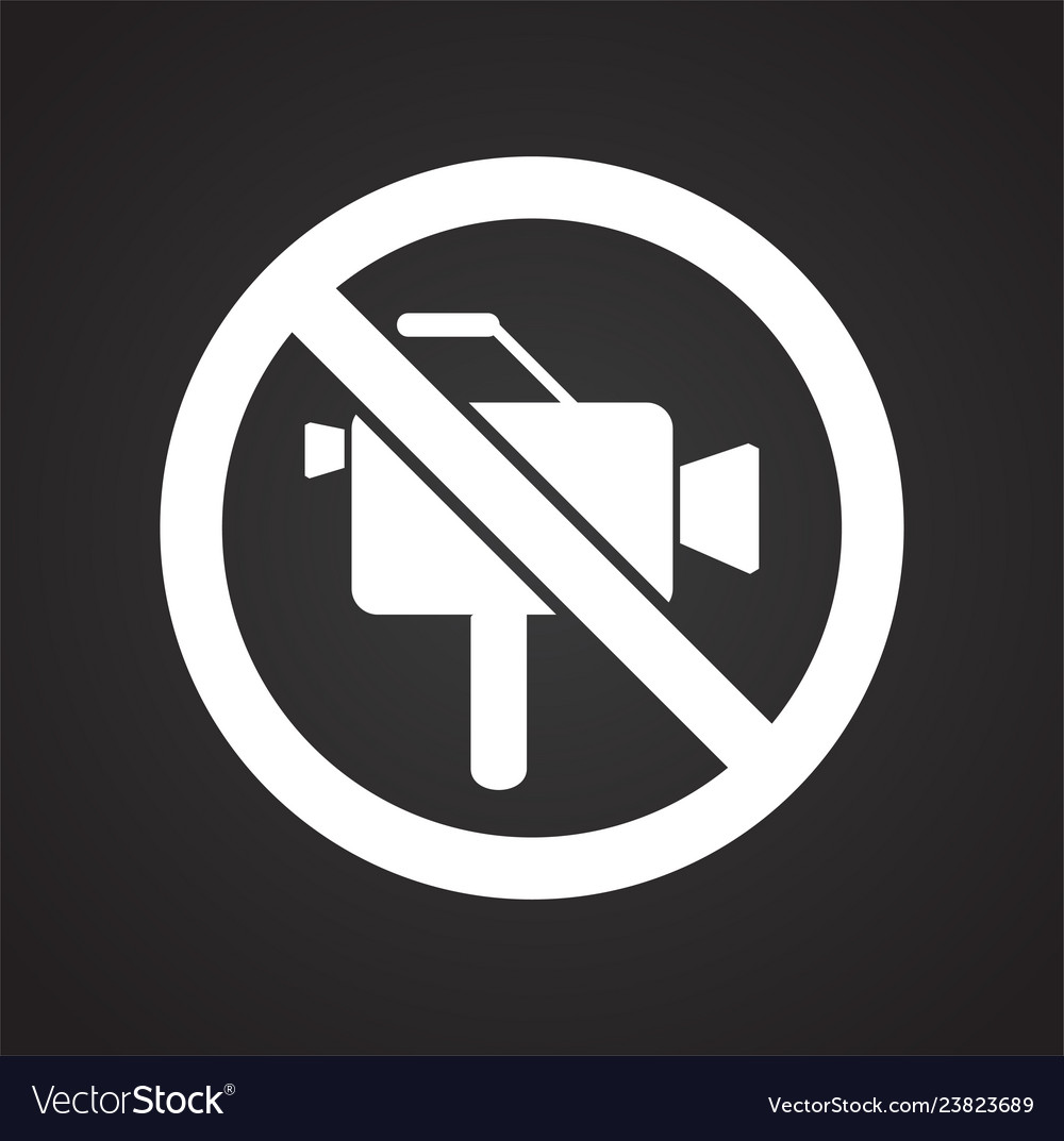 No camera allowed sign on black background