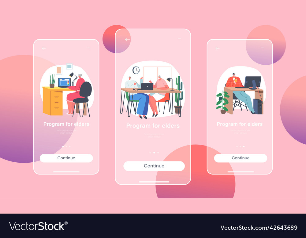 Program for elders mobile app page onboard screen