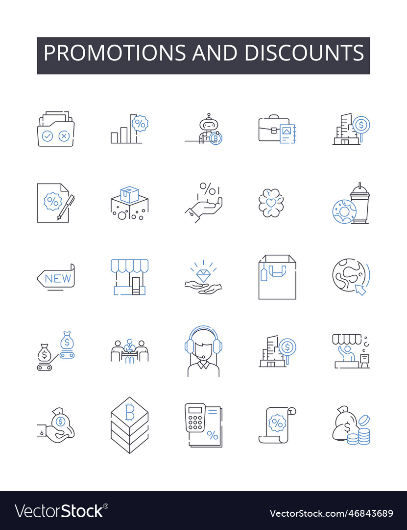 Promotions and discounts line icons collection Vector Image