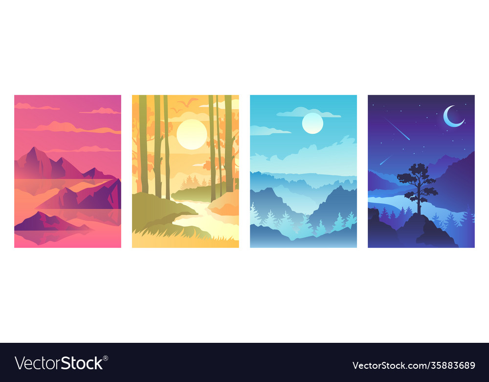 Set abstract autumn landscapes Royalty Free Vector Image