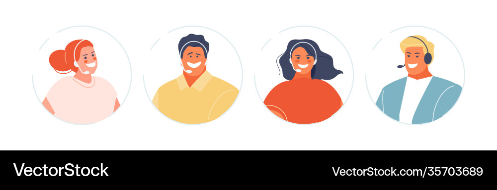 Support operators hotline set Royalty Free Vector Image