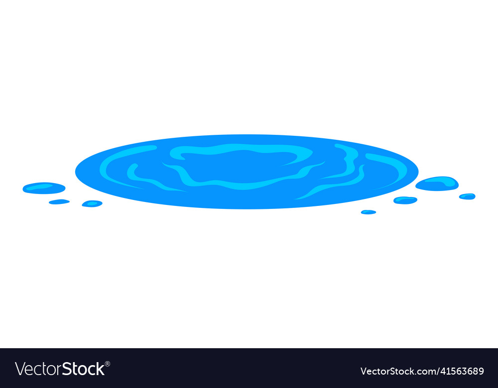 Water puddle cartoon blue liquid spill drop Vector Image