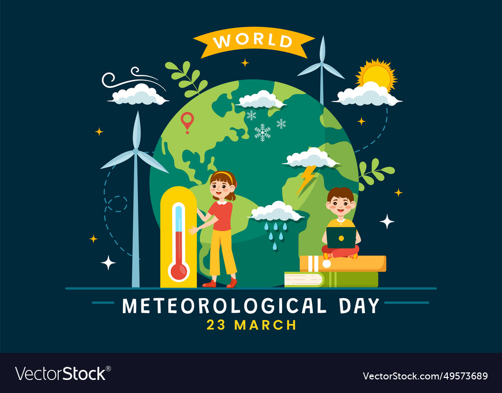 World Meteorological Day On 23 March With Earth Vector Image