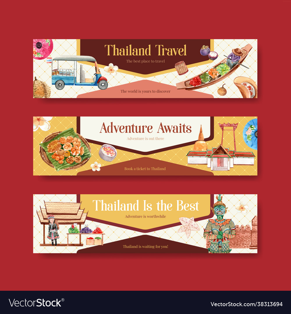 Banner with thailand travel concept design Vector Image