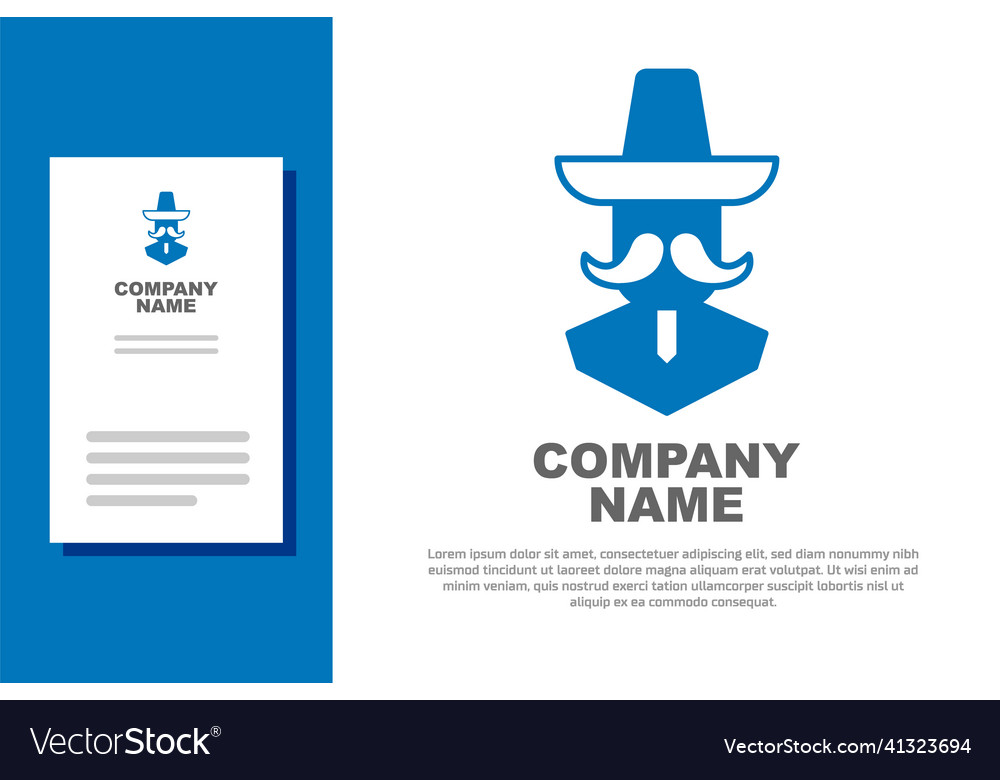 Blue mexican man wearing sombrero icon isolated