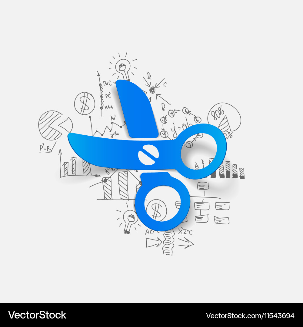 Drawing business formulas scissors Royalty Free Vector Image