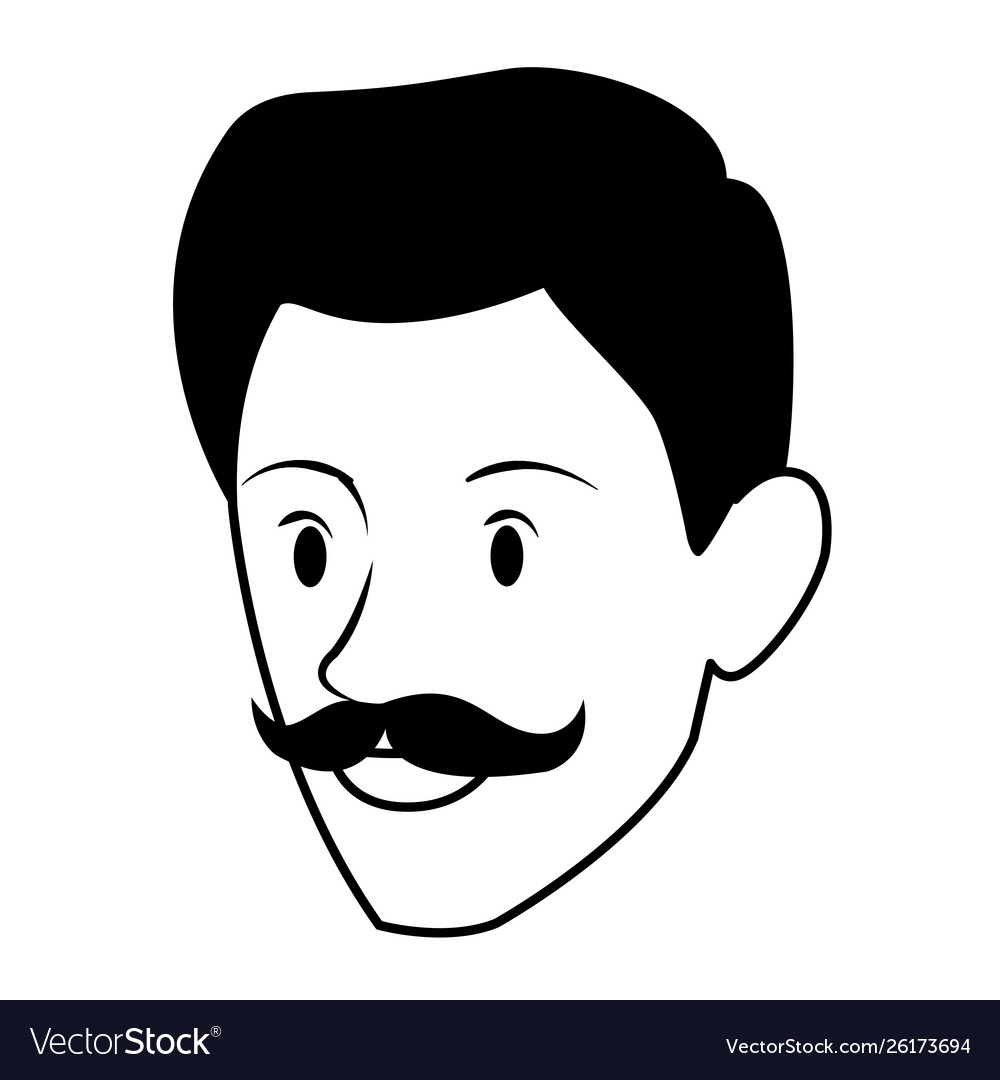 Man face avatar cartoon character in black Vector Image