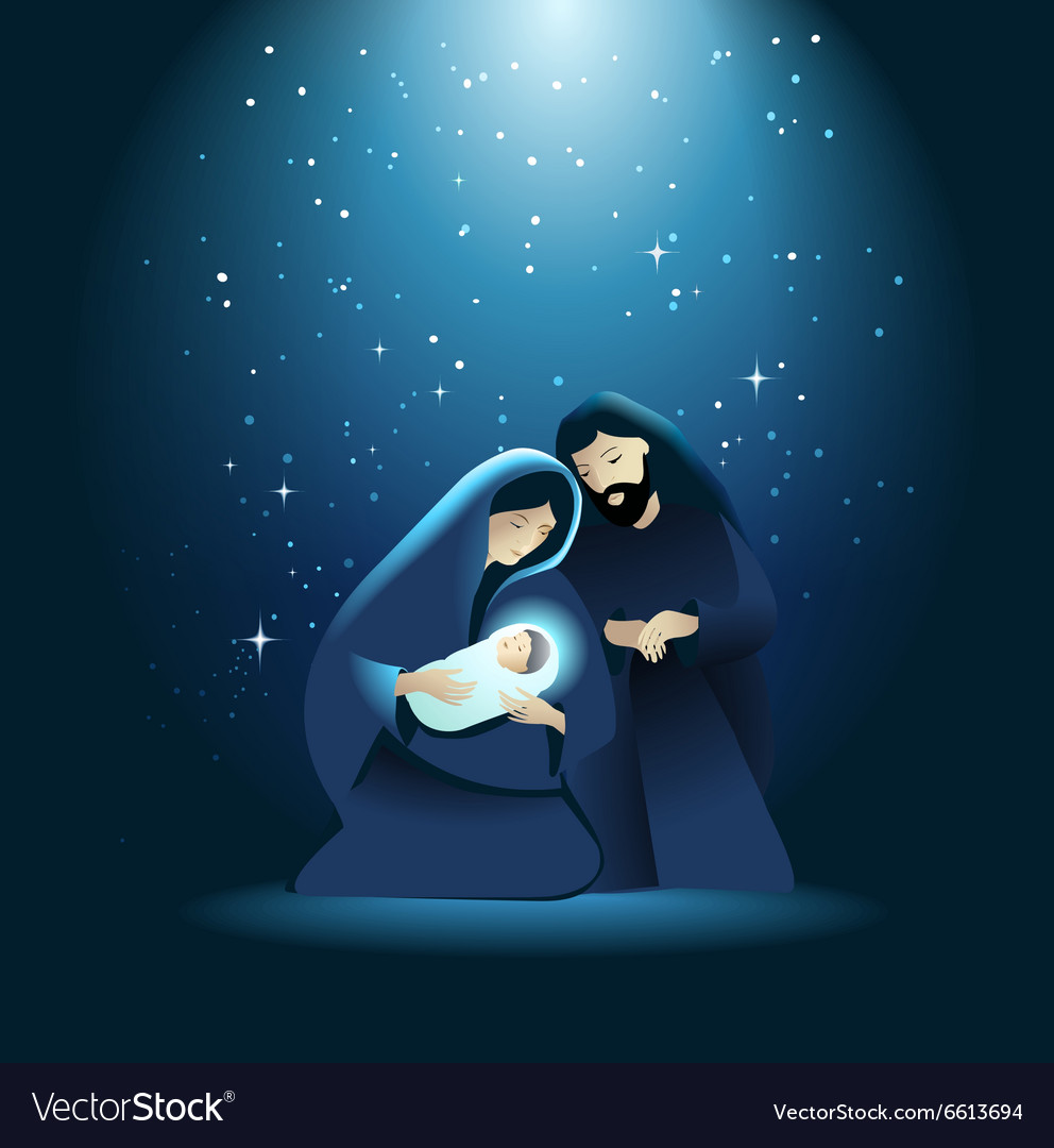 Nativity scene with holy family Royalty Free Vector Image