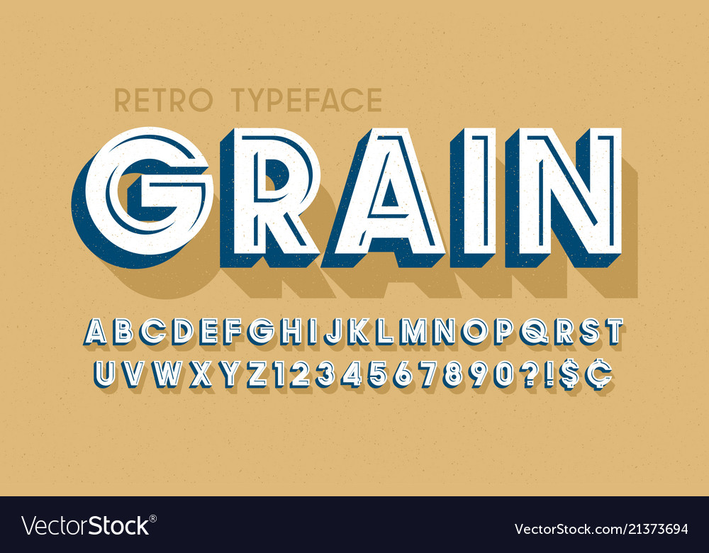 Retro Scratched 3d Display Font Design Alphabet Vector Image