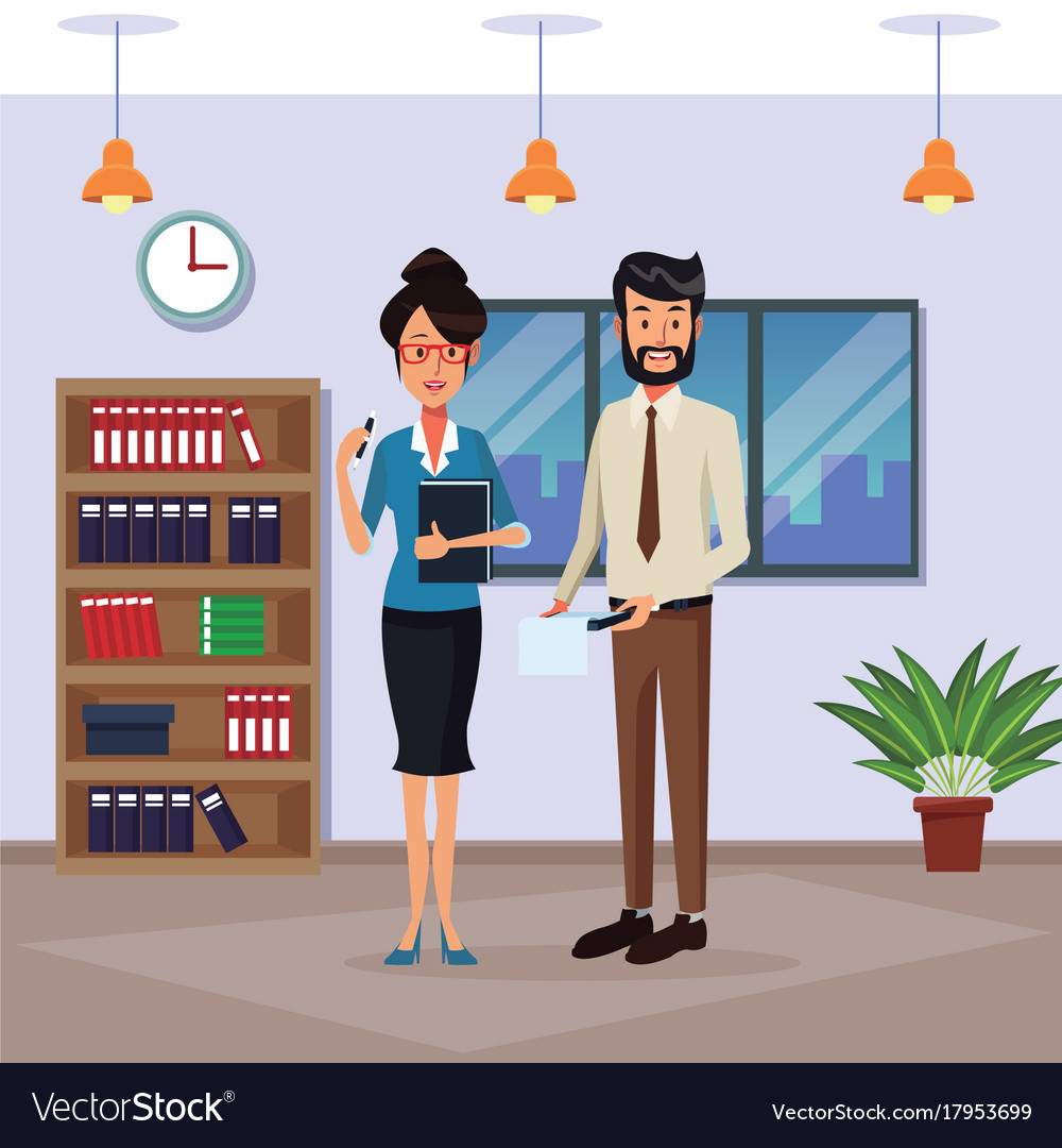 Business people in office cartoon Royalty Free Vector Image