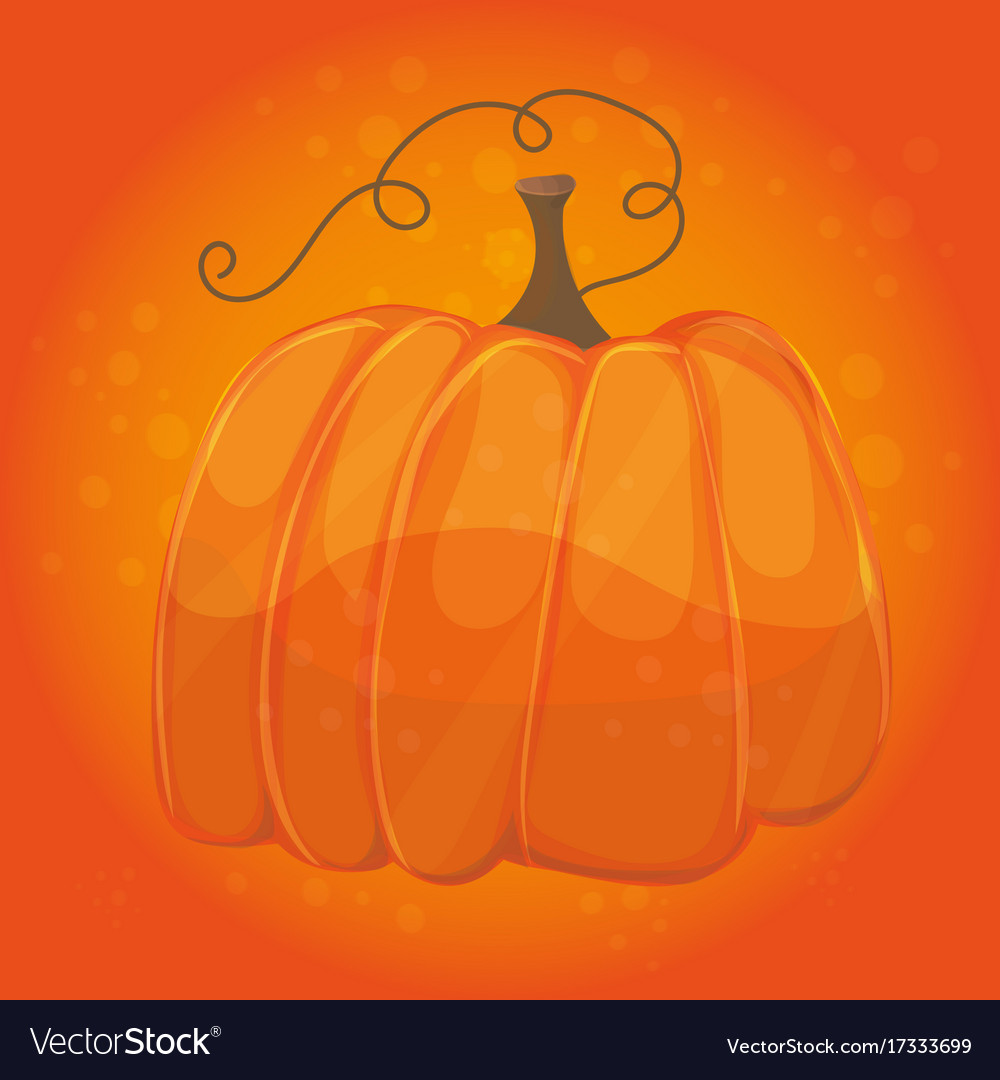 Cartoon pumpkin on orange color background Vector Image