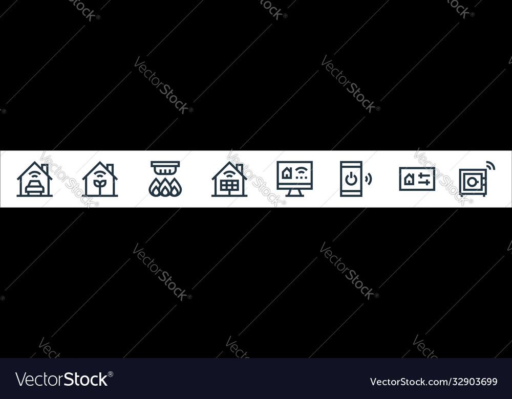 Flat smarthome line icons linear set quality