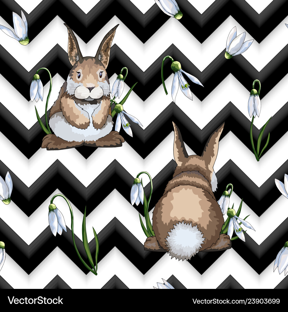 Hand drawn easter seamless pattern with hares Vector Image