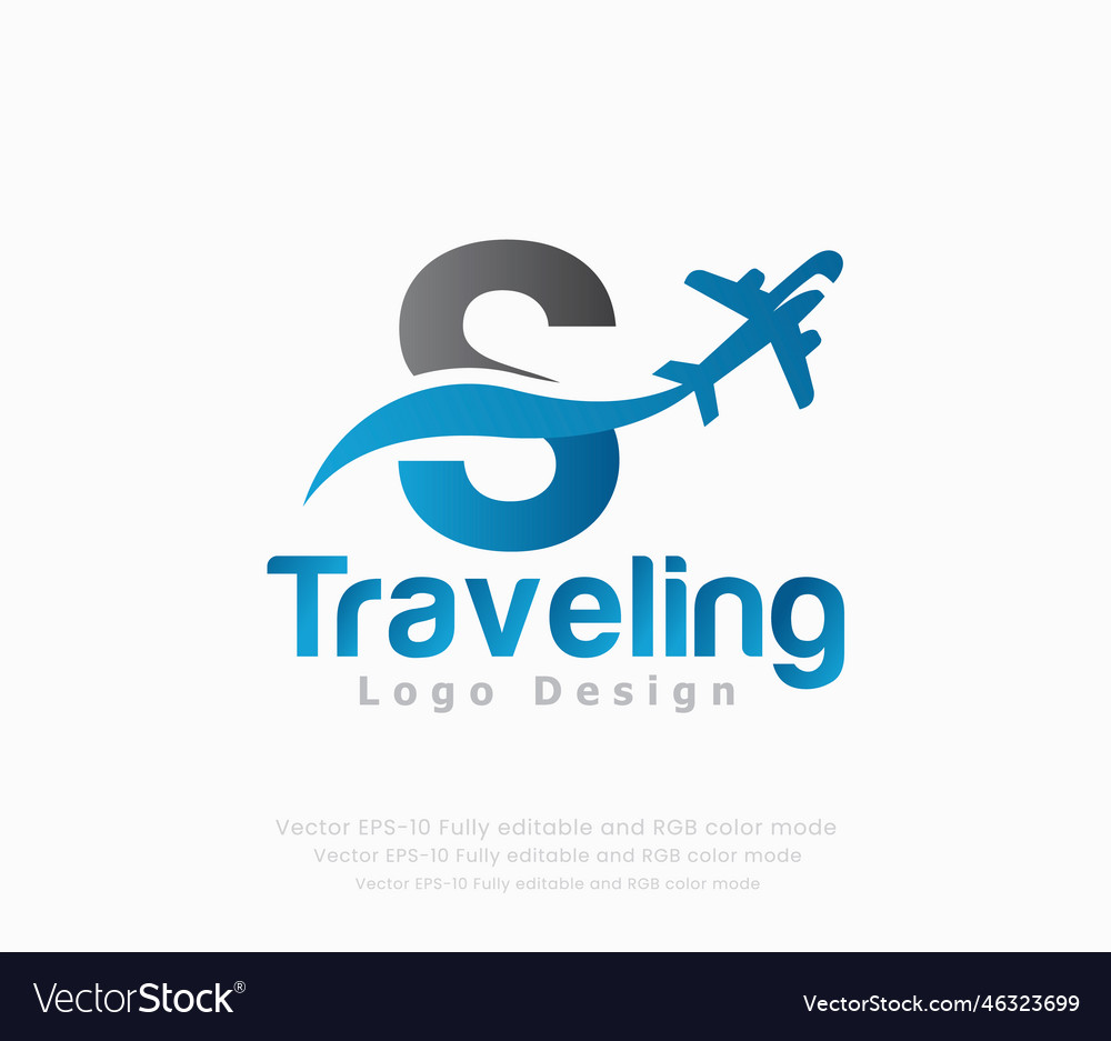 Letter S Travel Logo And Airplane Logo Royalty Free Vector