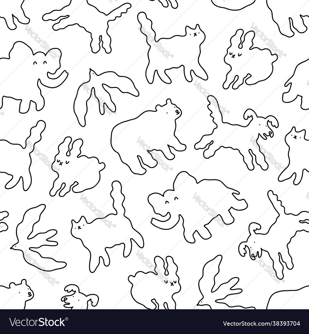 Abstract cloud animals in sky outlined vector image Abstract cloud animals in sky outlined